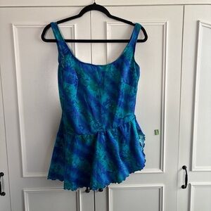 Blue Patterned Women's One Piece Swimsuit